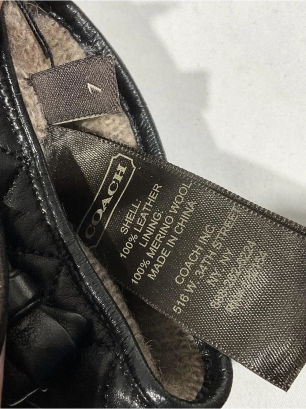 Coach Quilted Black Leather Women’s Gloves with Heart Accent
